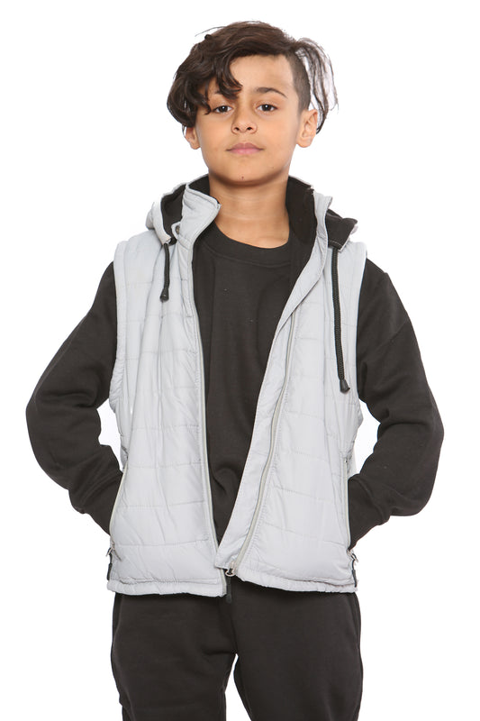 Raphael Unisex Kids Gilets Hooded Body Warmer Grey
