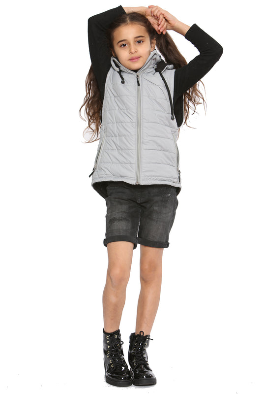 Raphael Unisex Kids Gilets Hooded Body Warmer Grey