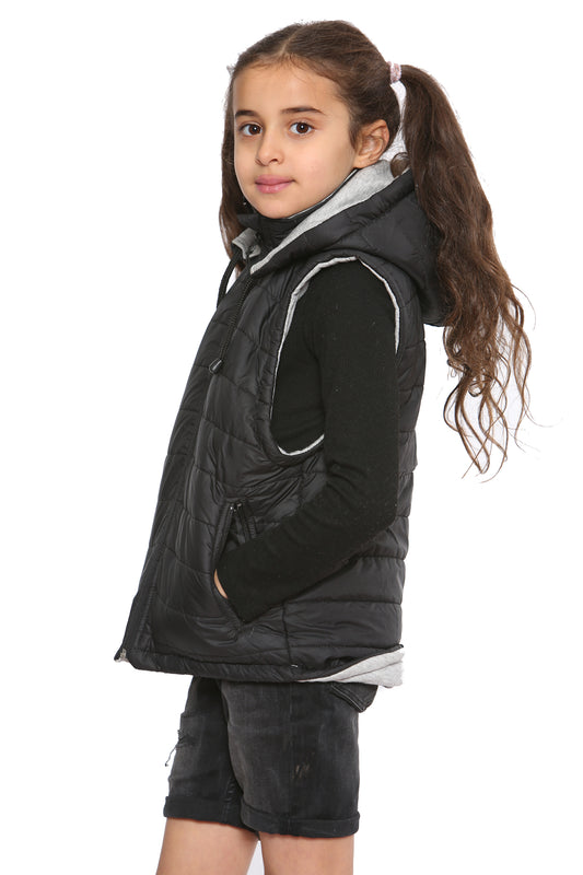 Raphael Unisex Kids Gilets Hooded Body Warmer Black