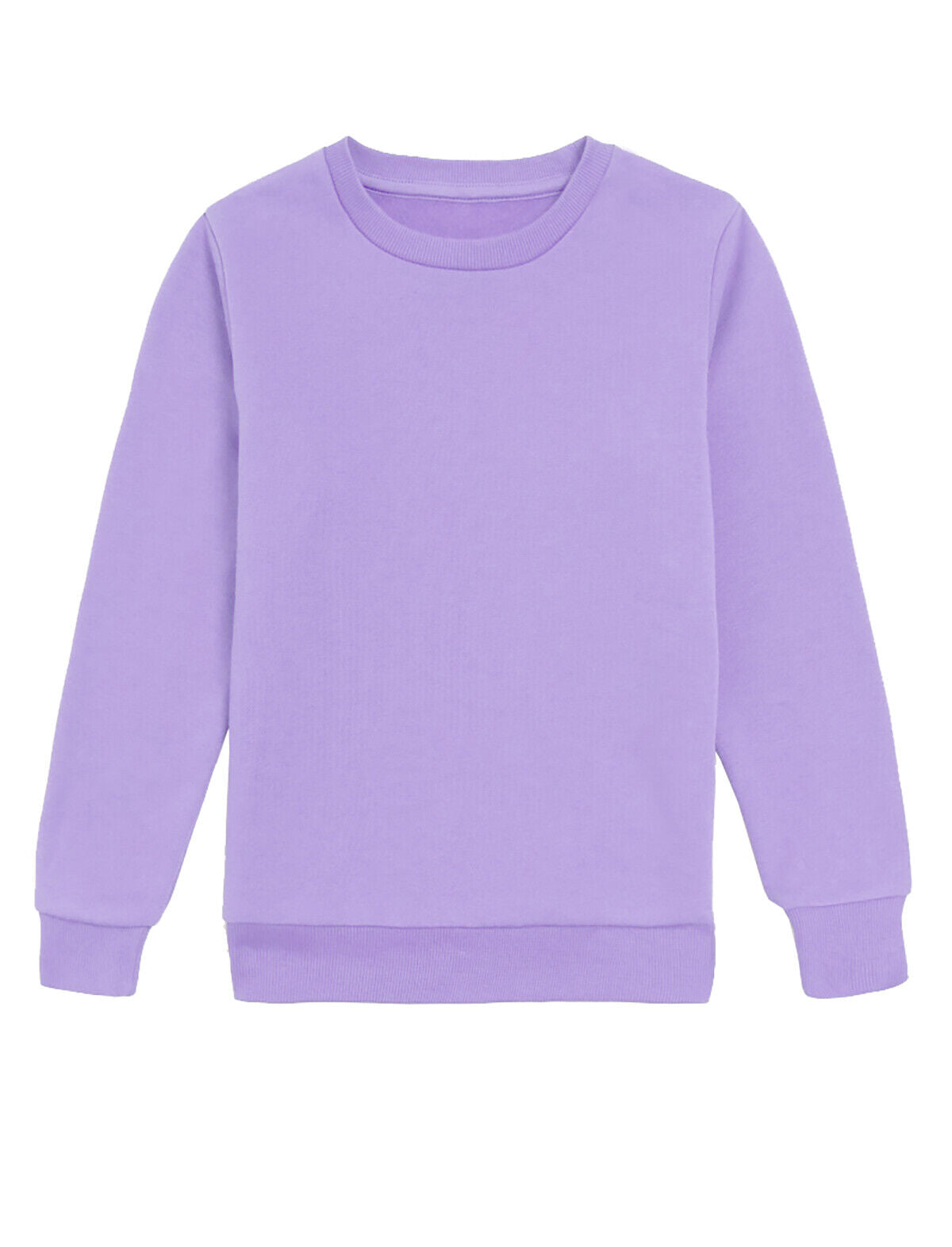 Boys Girls School Classic Sweater Kids Plain Fleece Longe Sleeve Sweatshirt Jumper Purple