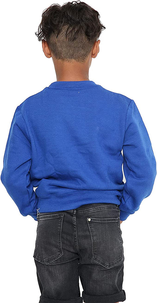Boys Girls School Classic Sweater Kids Plain Fleece Longe Sleeve Sweatshirt Jumper Royal Blue