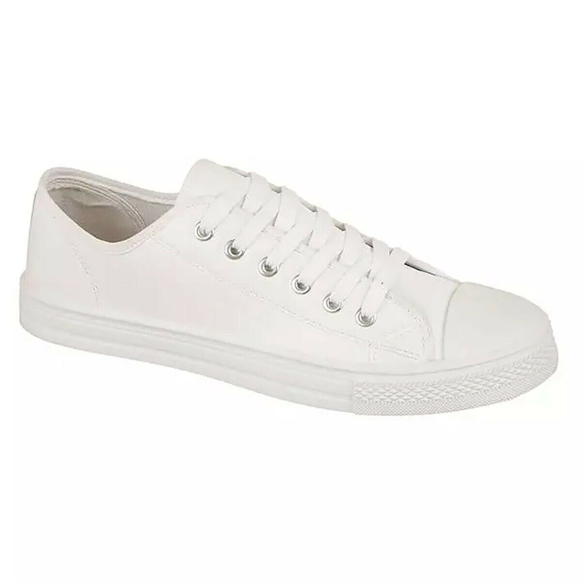 Cambridge Mens Faux Leather Lace Up Trainers Shoes White