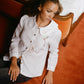 Eat Together Embroidered Claudine Linen Blouse - White  x Sshepaints