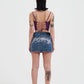 Womens Seam Detail Denim Skirt - Indigo