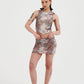 Womens Dragon Repeat Mini Skirt - Ecru