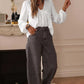 White Guipure Lace Frill Sleeve Blouse