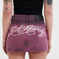 Womens Seam Detail Denim Skirt - Purple