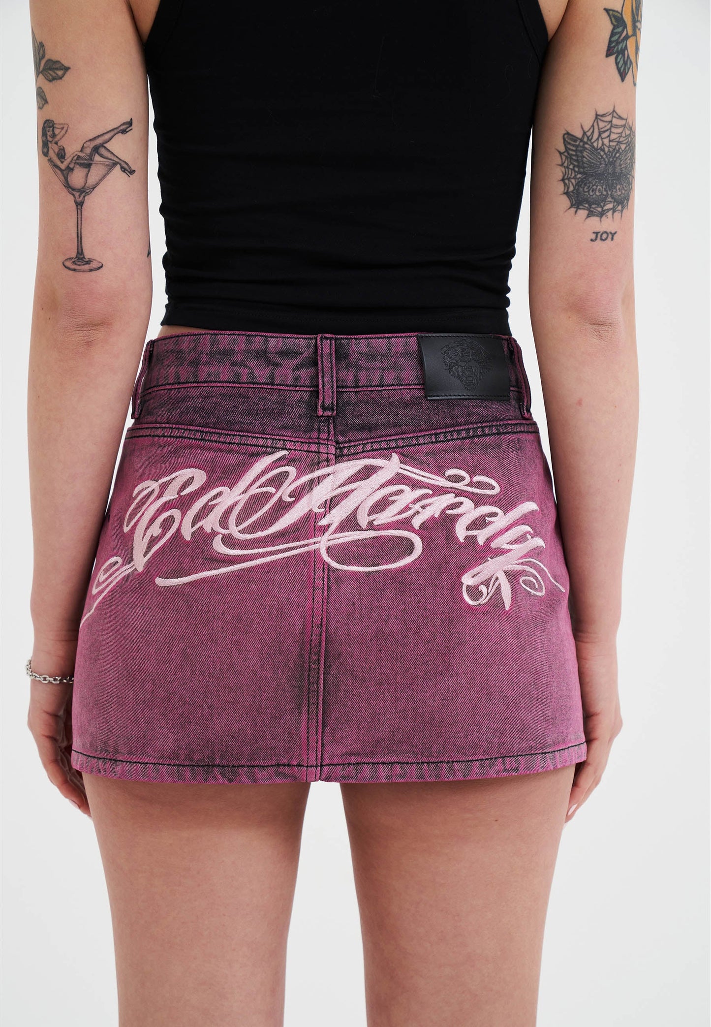 Womens Seam Detail Denim Skirt - Purple