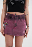 Womens Seam Detail Denim Skirt - Purple