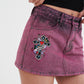 Womens Seam Detail Denim Skirt - Purple