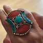Tibetan Mosaic Heritage Rings – Boho Gemstone-Inspired Statement Rings.