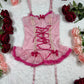 3 piece pink sheer corset set.
