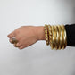 Beaded Orb Adjustable Brass/Sliver Cuff - Textured golden cuff with polished brass beads, crafted for a modern ethnic feel.