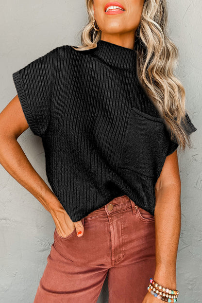 Cozy Oatmeal Sweater Dress - Ribbed Knit with Pockets