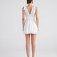 Fiona White Ruched Mini Dress with Pleated Skirt