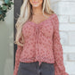 Pink Floral Lace Blouse | Bell Sleeve Square Neck Top
