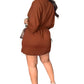 Casual Solid Drawstring Waist V Neck Rollable Sleeve Dress, Women's Clothing