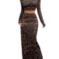 Leopard Round Neck Top and Skirt Set