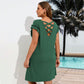 Women’s Casual Ruffle Dress with Cross Back – Loose Fit Summer Style