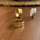 Textured Brass Wrap Ring Duo – Gold/Silver Adjustable Boho Statement Rings.