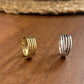 Textured Brass Wrap Ring Duo – Gold/Silver Adjustable Boho Statement Rings.