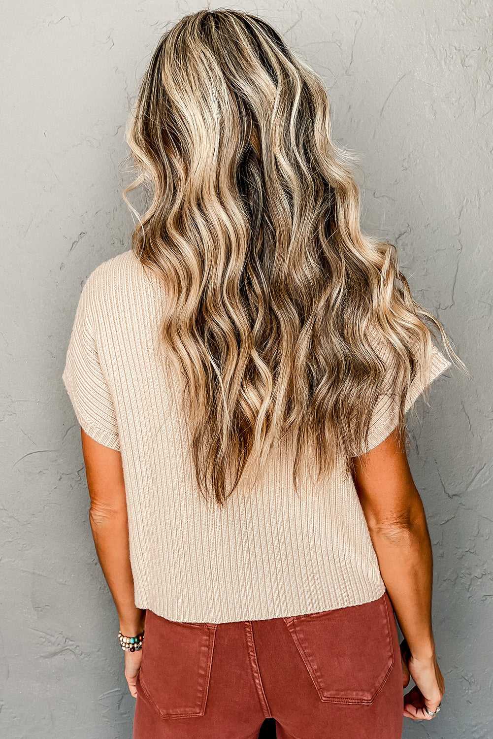 Cozy Oatmeal Sweater Dress - Ribbed Knit with Pockets