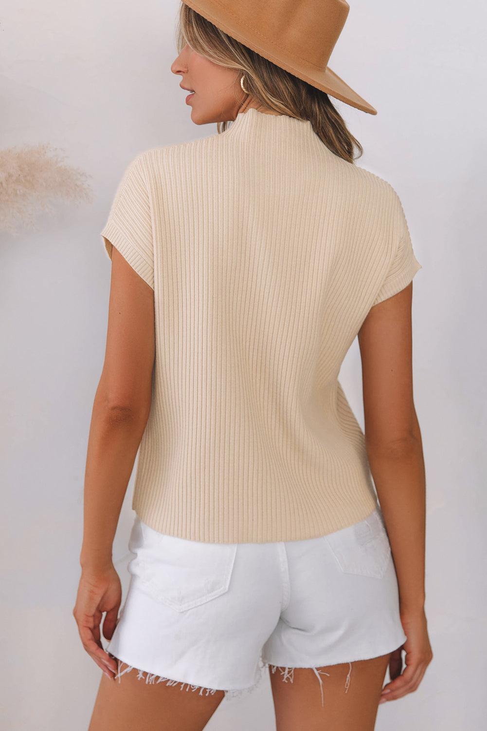 Cozy Oatmeal Sweater Dress - Ribbed Knit with Pockets