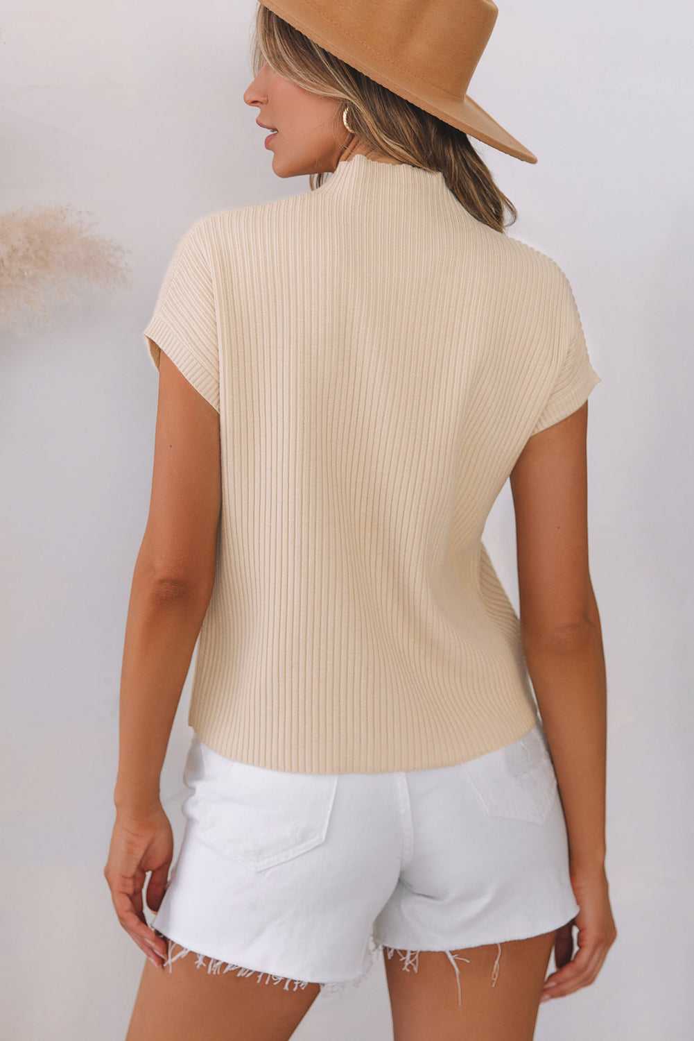 Cozy Oatmeal Sweater Dress - Ribbed Knit with Pockets