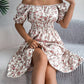 Floral Print Square Collar Dress Summer Fashion Ruffles Dresses Women's Clothing