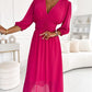 Petra | V-Neck Solid Color Waist Dress