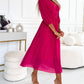 Petra | V-Neck Solid Color Waist Dress