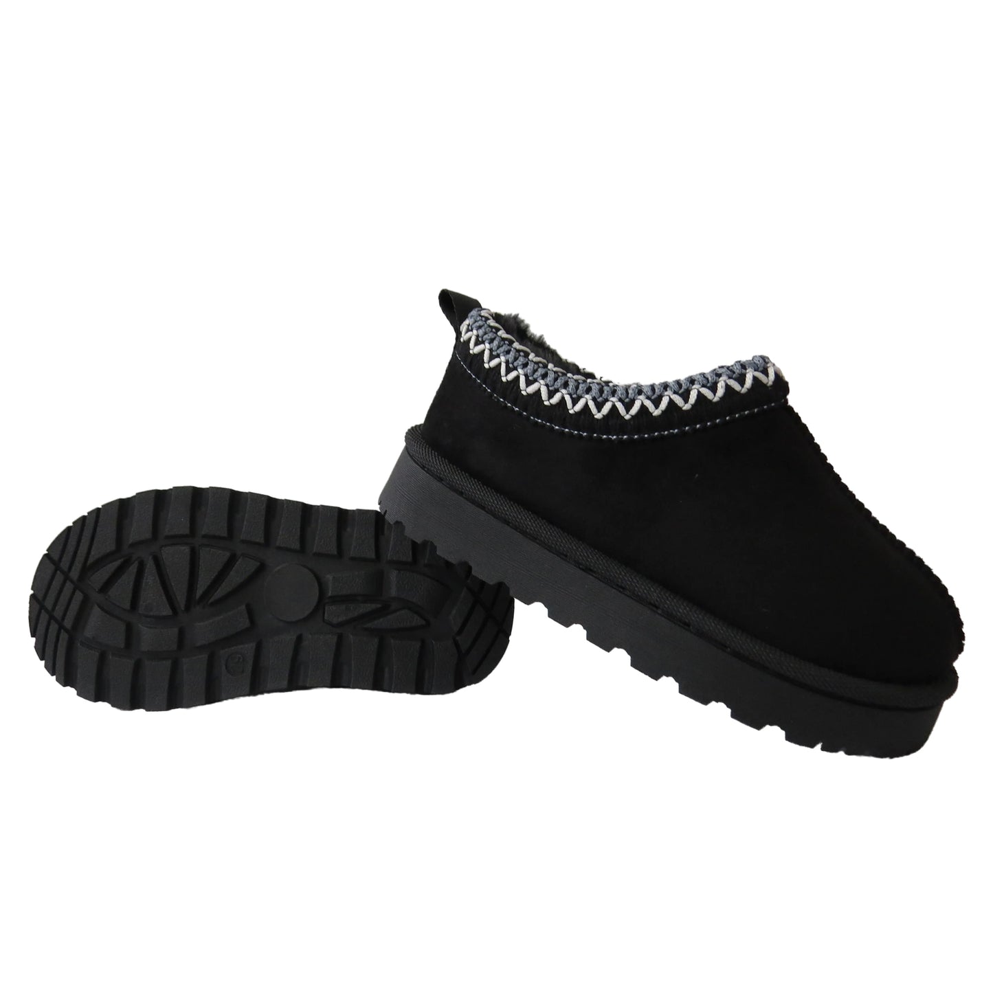 Harmony Girls' Slippers with Faux Suede & Aztec Embroidery