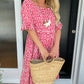 Sandra | Round Neck Polka Dot Print Midi Dress