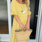 Sandra | Round Neck Polka Dot Print Midi Dress