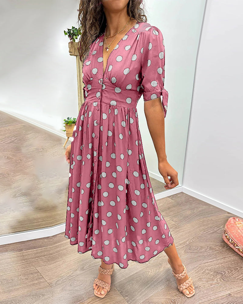 Nipa - Polka Dot V-Neck Dress