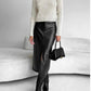 Autumn And Winter European And American Retro Leather Leather Skirt Split Skirt