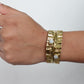 Textured Gold Cuff Bracelet with Gemstone Accents – Handcrafted Adjustable Wrap Design.