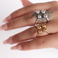 Modern Orb Cluster Rings – Minimalist Gold and Silver Statement Design.