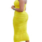 Women's Plus Solid Ruched Slight Stretch Midi Tube Dress