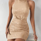 BAE Halter Neck Ruched Sequin Bodycon Dress