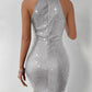 BAE Halter Neck Ruched Sequin Bodycon Dress