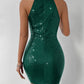 BAE Halter Neck Ruched Sequin Bodycon Dress