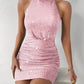 BAE Halter Neck Ruched Sequin Bodycon Dress