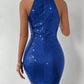 BAE Halter Neck Ruched Sequin Bodycon Dress