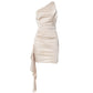 One-shoulder Sleeveless Mini Dress Sexy Slim Backless Skirt Party Wedding Dresses Womens Clothing