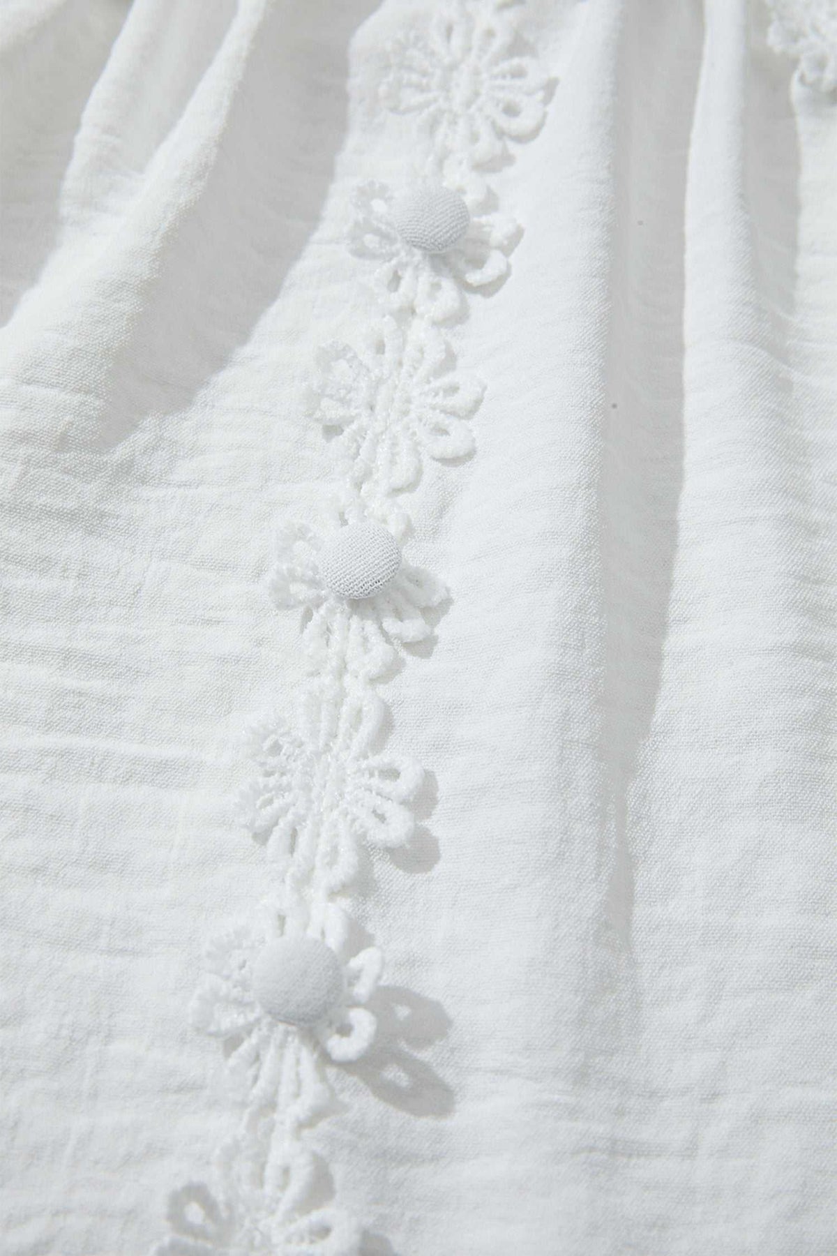 White Guipure Lace Frill Sleeve Blouse
