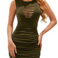 Bodycon Ruched Party Club Sleepveless Cropped Date Night Tank Short Dress