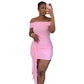 Mesh Patch Collar Solid Color Slim Fit Hip-wrapped Short Ribbon Dress