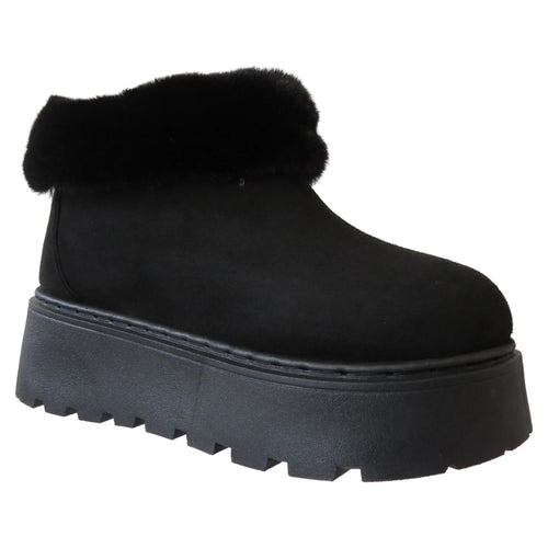 Adele Stylish Faux Fur Lined Platform Boots