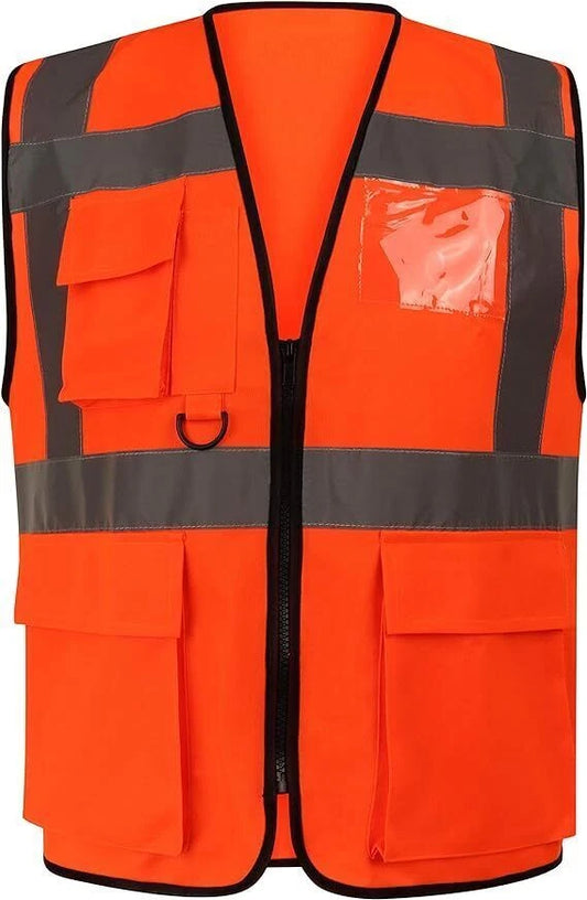 William Mens High-Visibility Reflective Safety Vest with Multi-Purpose Pockets
